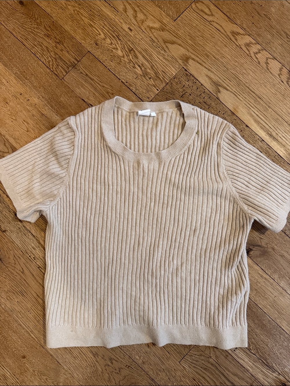 GAP Women's Short-Sleeve Ribbed Knit Top in Beige